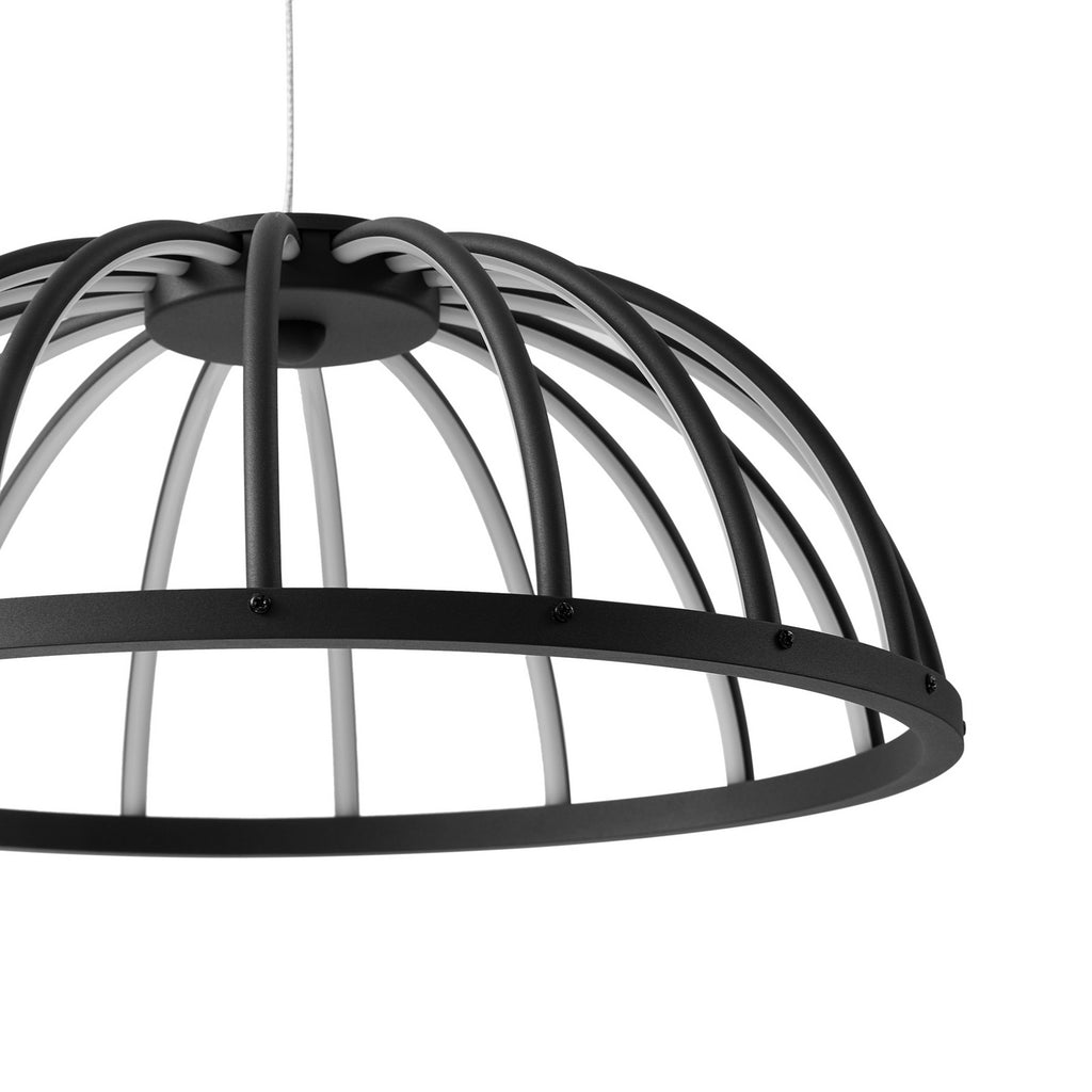 LED pendellampe Attea dimbar svart aluminium Ø40 cm sideprofil