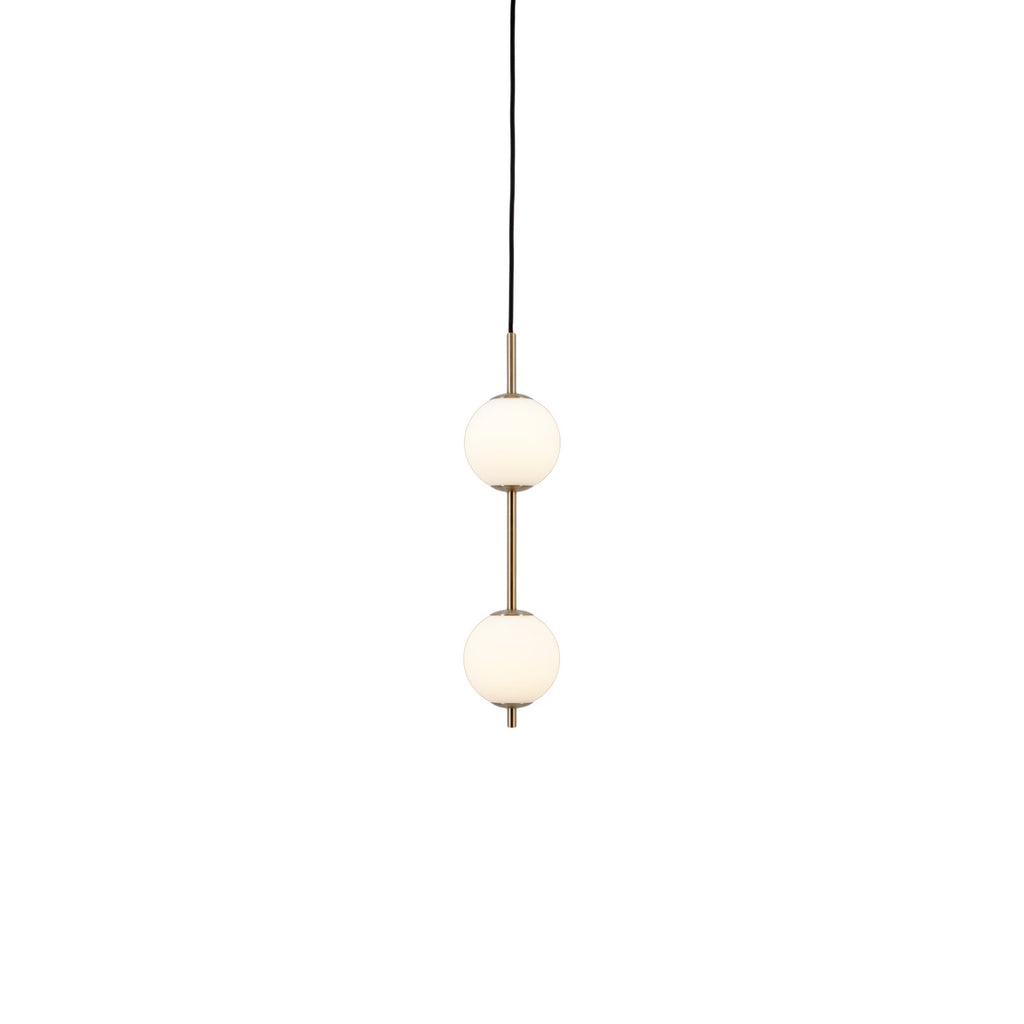 Montert LED pendellampe Audrey 2-lys dimbar opalglass messing i rom