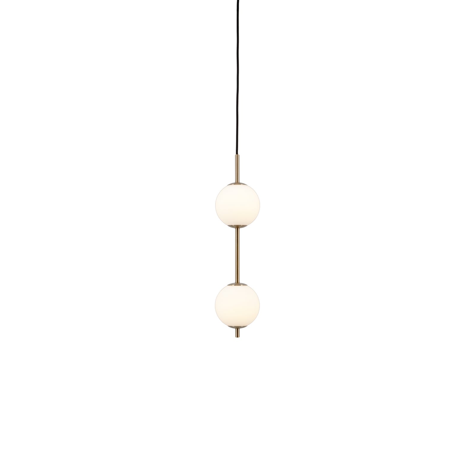 Montert LED pendellampe Audrey 2-lys dimbar opalglass messing i rom