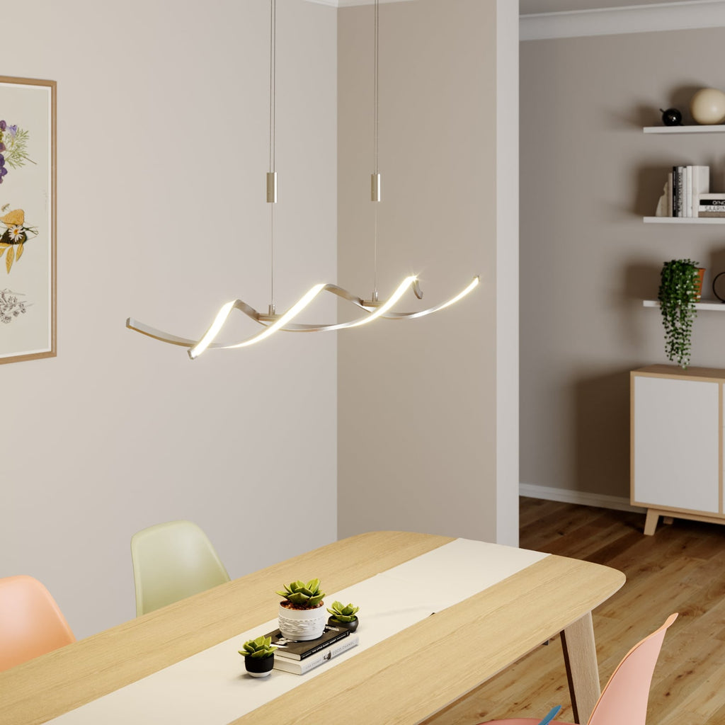 LED pendellampe Auron spiralformet nikkel bakside