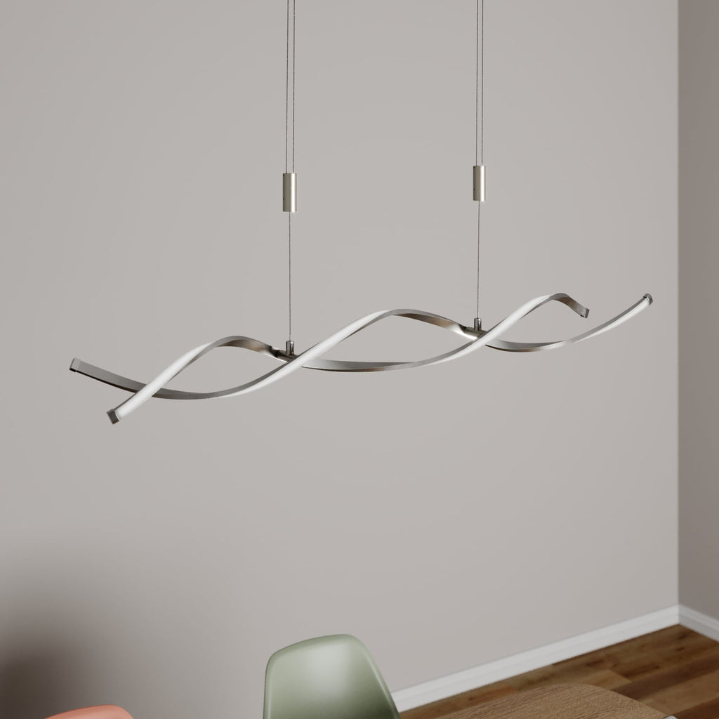LED pendellampe Auron spiralformet nikkel detalj av metallspiral