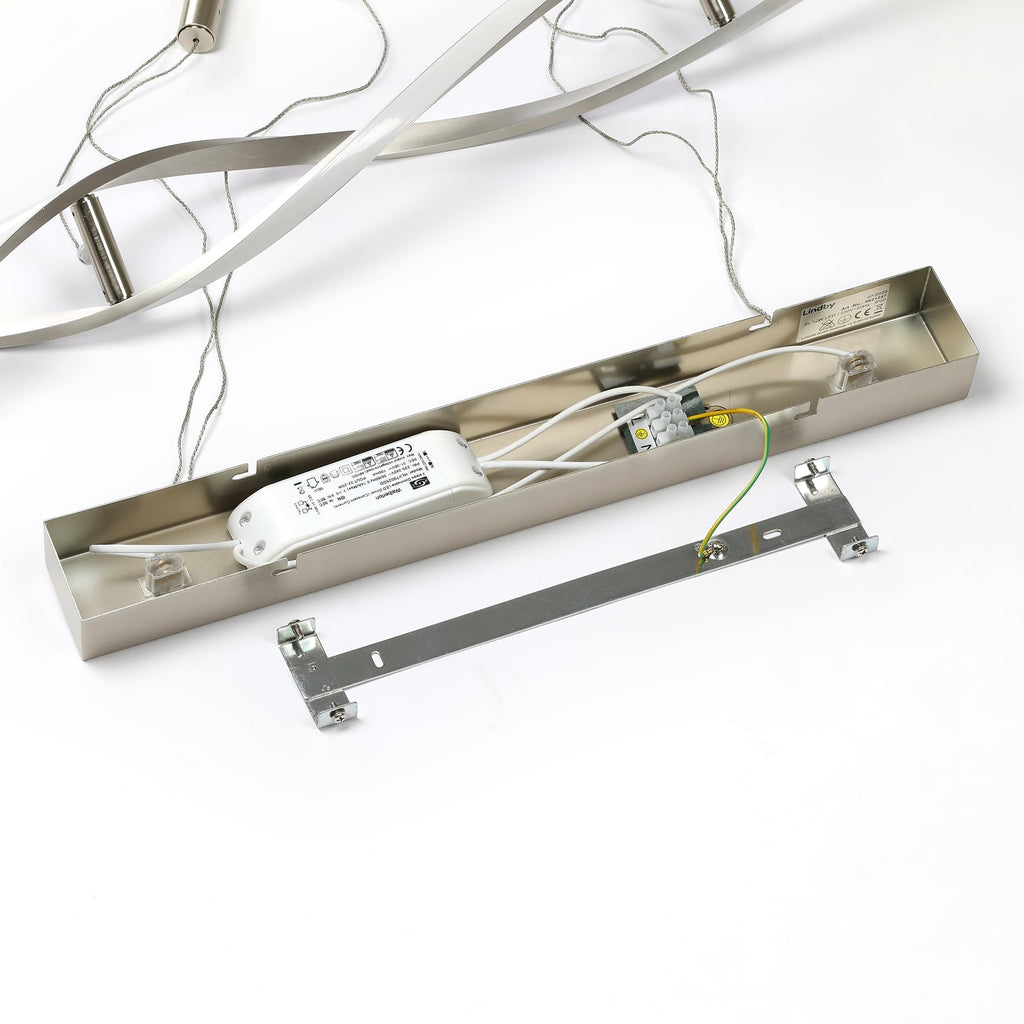 LED pendellampe Auron spiralformet nikkel dimmerbryter
