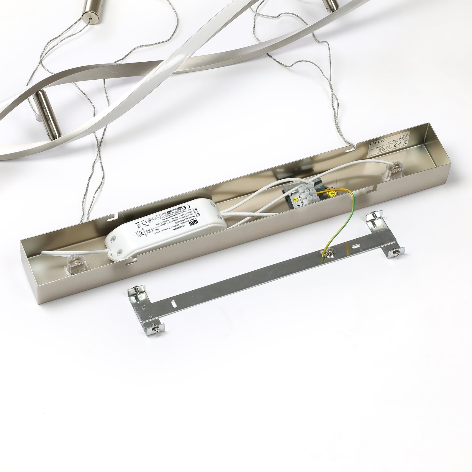 LED pendellampe Auron spiralformet nikkel dimmerbryter