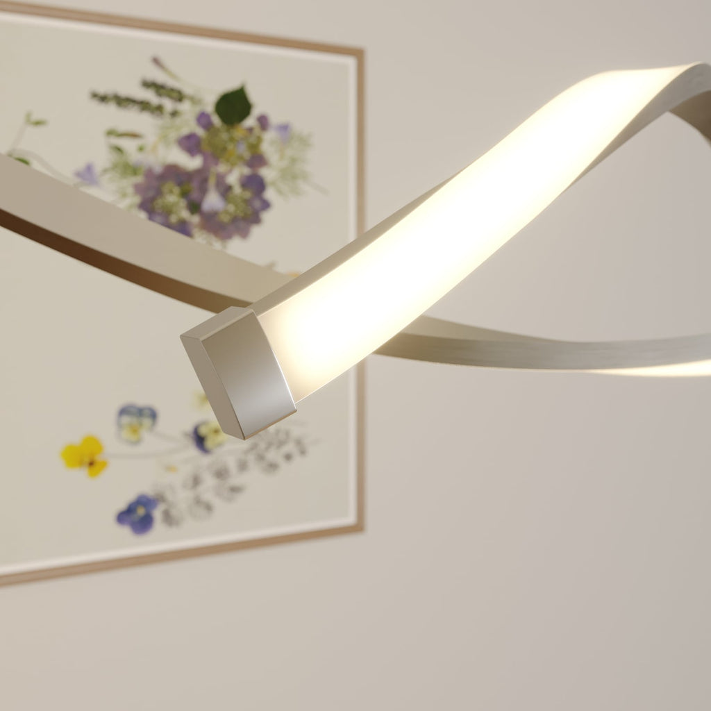 LED pendellampe Auron spiralformet nikkel lyseffekt