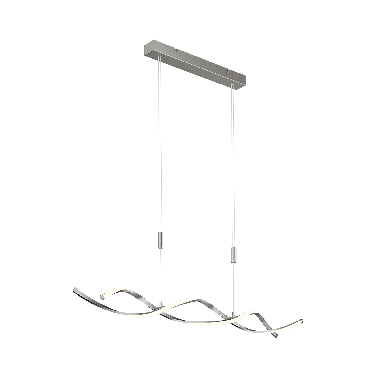 LED pendellampe Auron spiralformet nikkel sideprofil