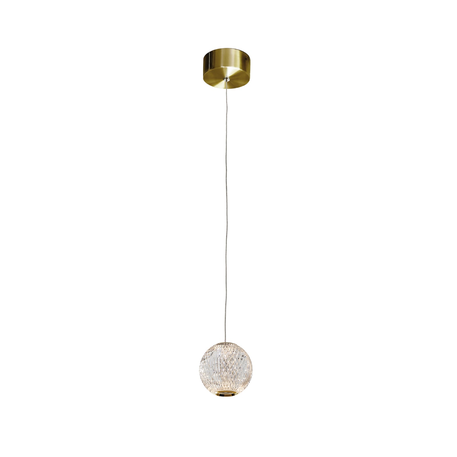 LED pendellampe Austral 1-lys gull/klar Ø12 cm forfra