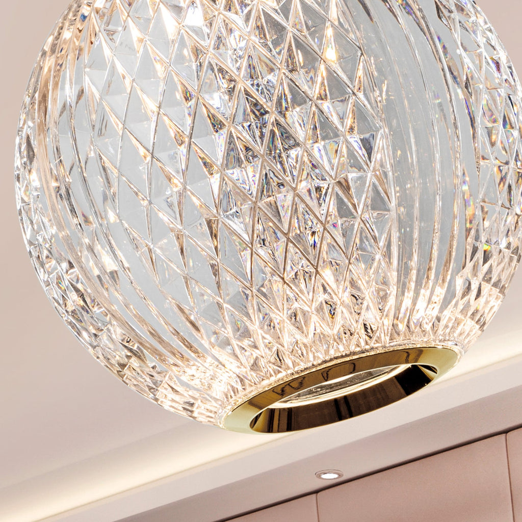 LED pendellampe Austral 1-lys gull/klar Ø12 cm montert