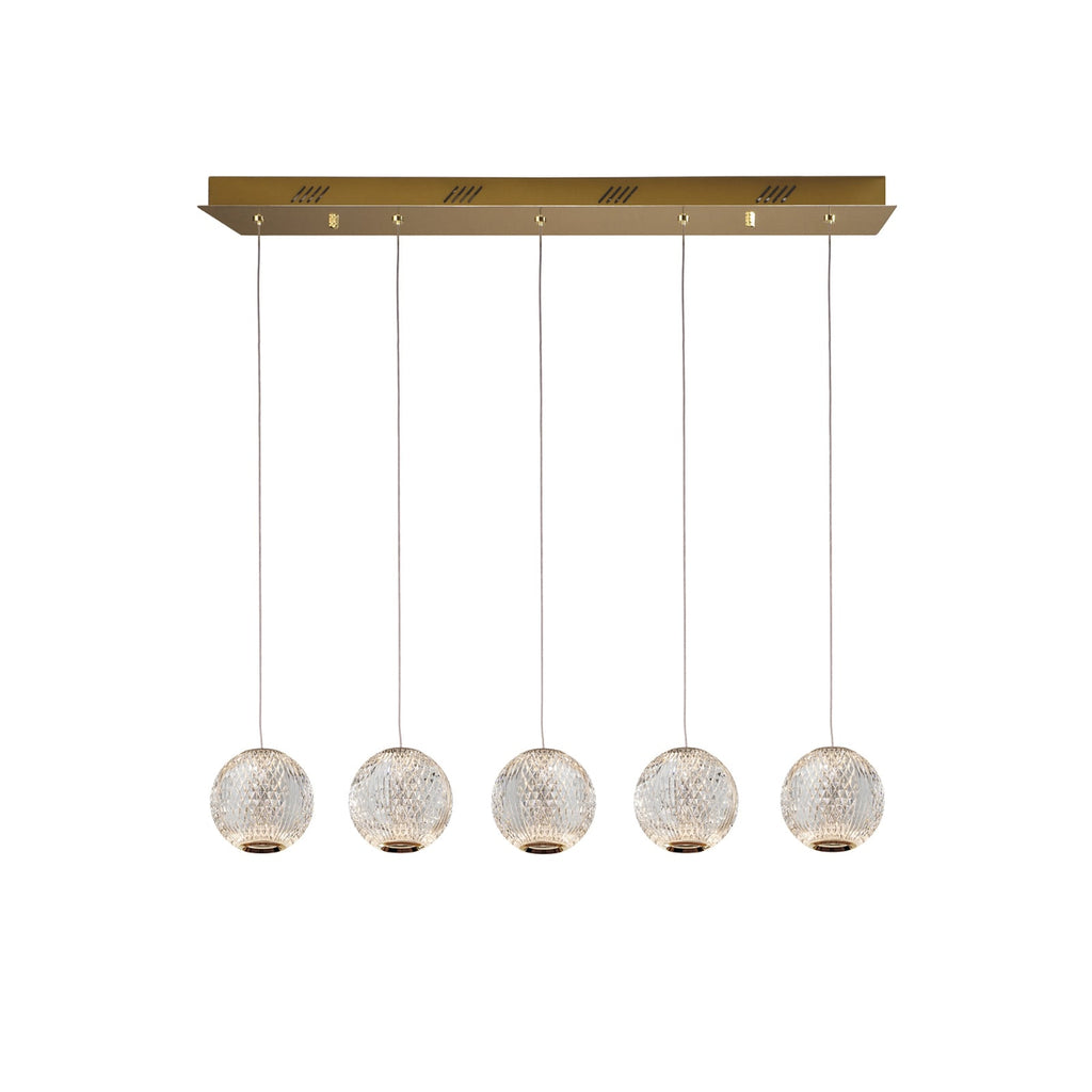 LED pendellampe Austral 5-lys gull/klar forfra