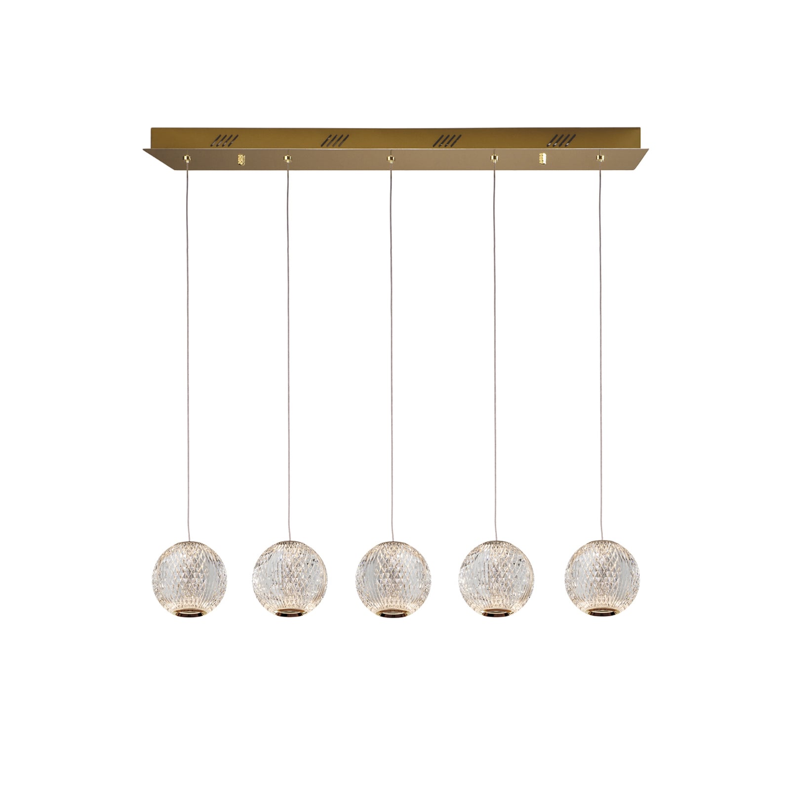 LED pendellampe Austral 5-lys gull/klar forfra