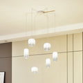 LED pendellampe Avelina 6-lys glass/metall hvit Ø77 cm forfra