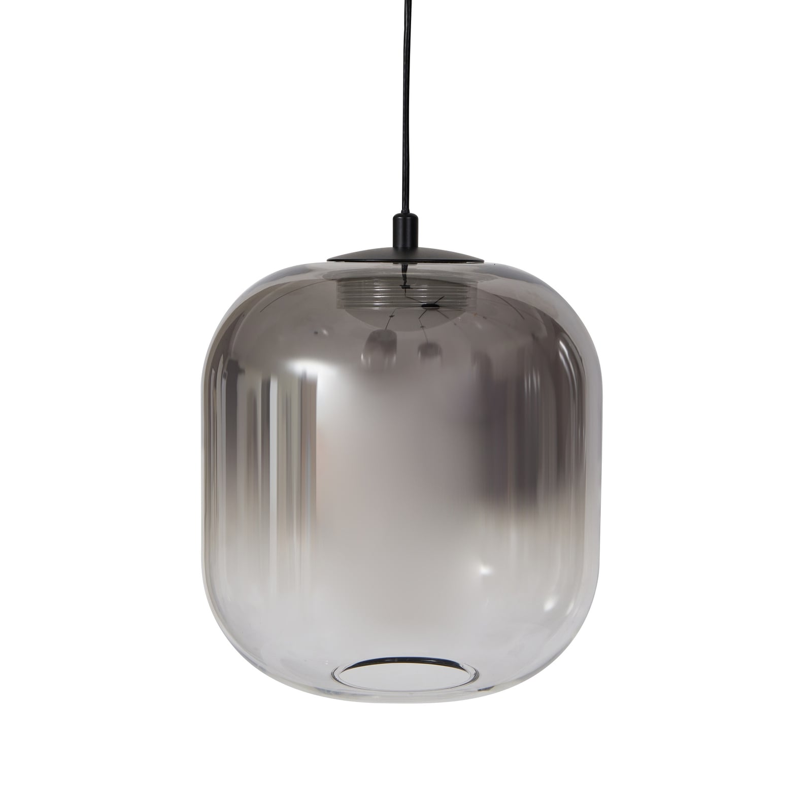 LED pendellampe Avelina 6-lys røykgrå glass Ø77 cm opphengsdetalj