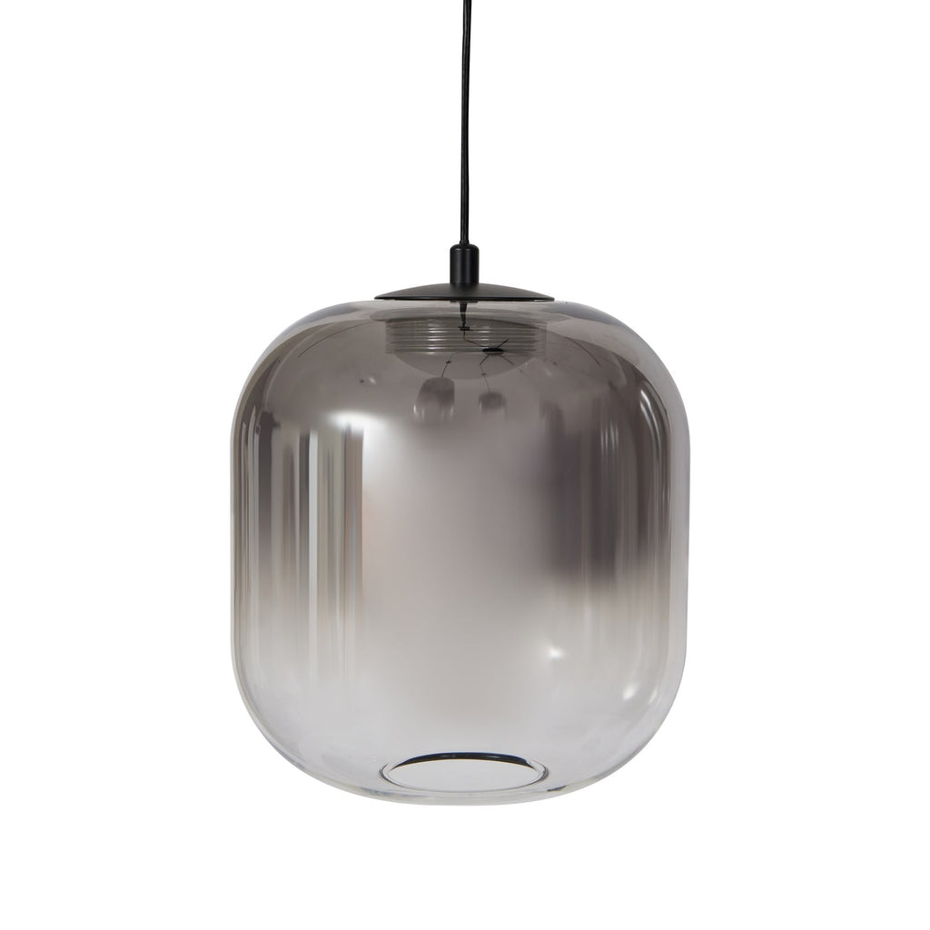 LED pendellampe Avelina 6-lys røykgrå glass Ø77 cm opphengsdetalj