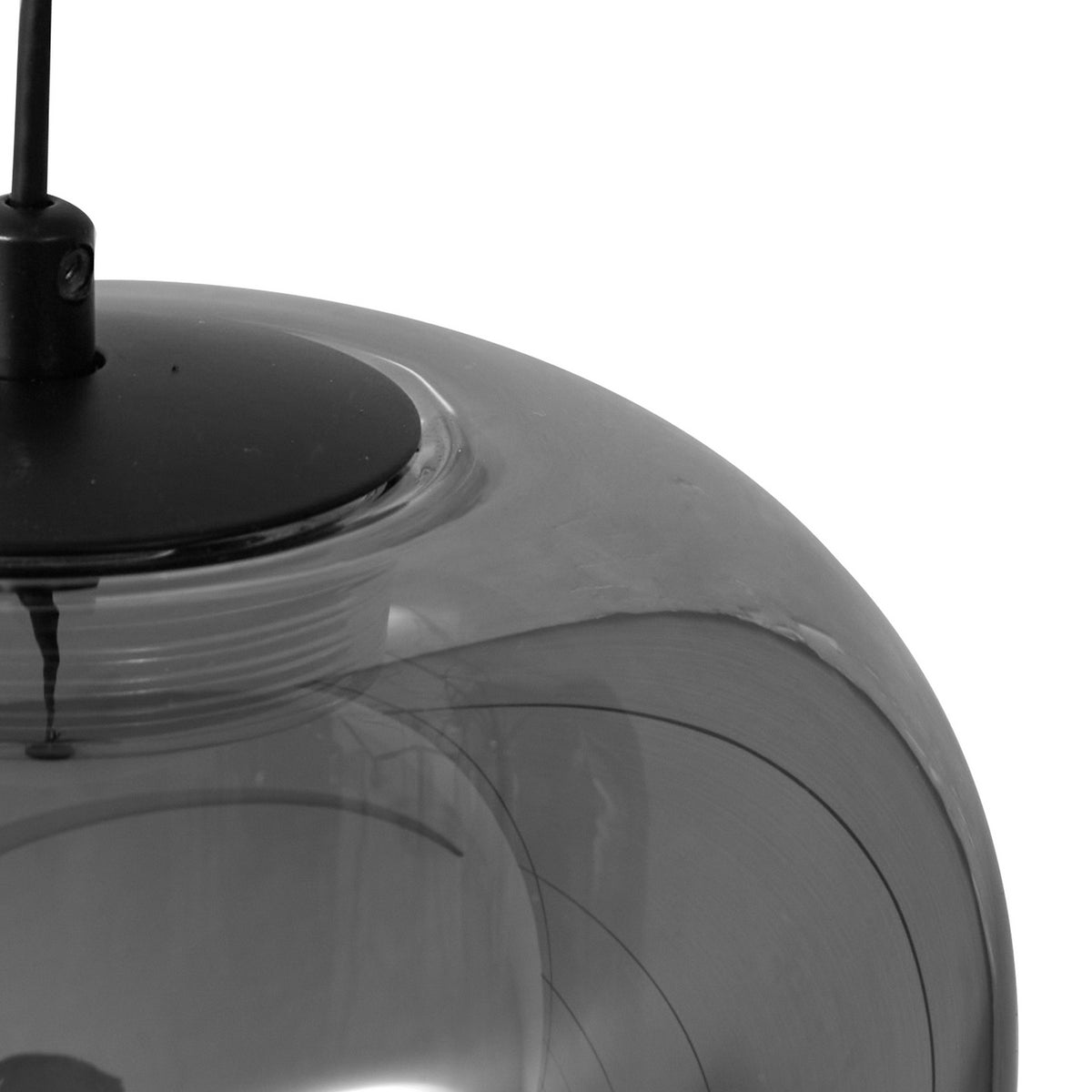 LED pendellampe Avelina røykgrå glass metallramme detalj