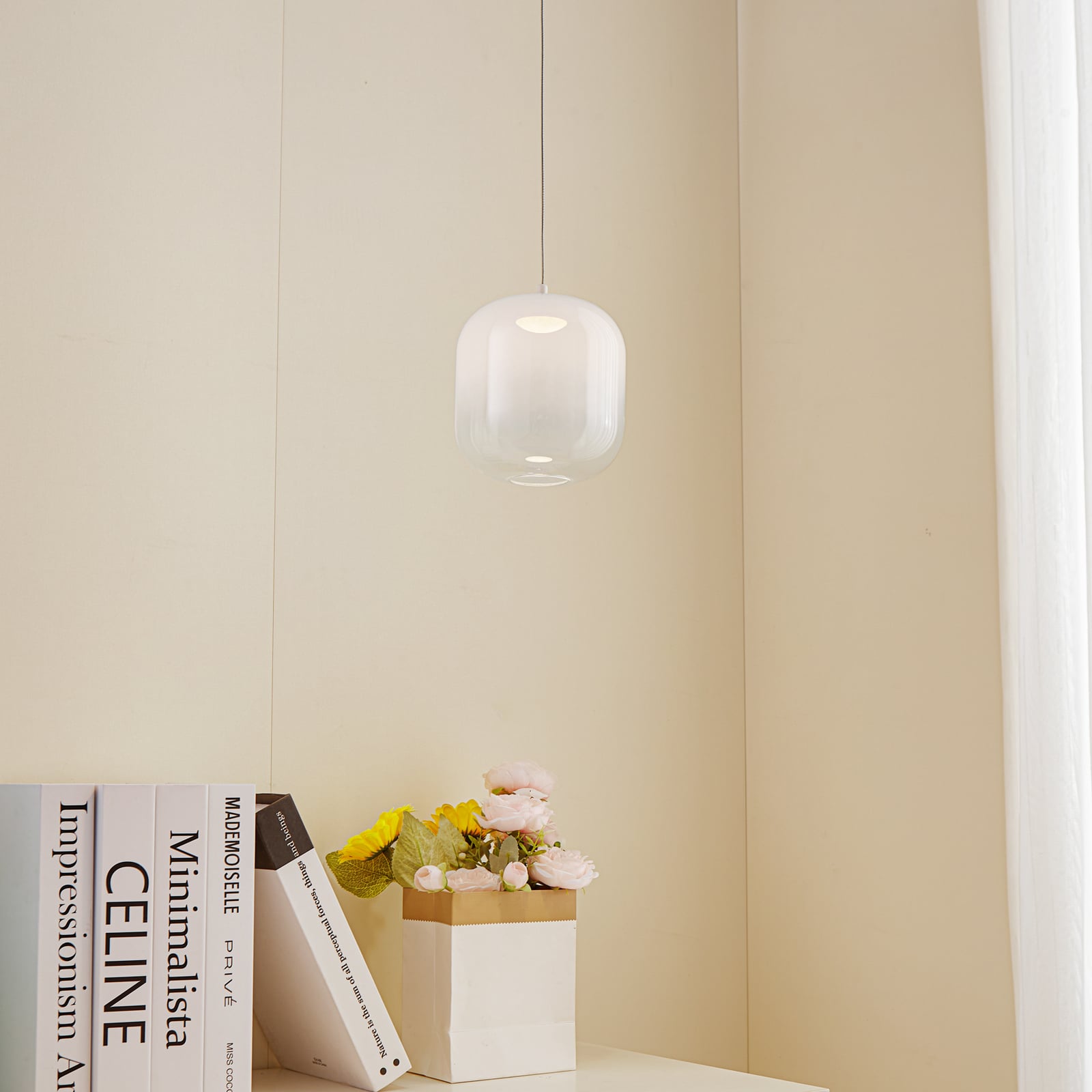 LED pendellampe Avelina glassmetall Ø14 cm varmhvit bakside