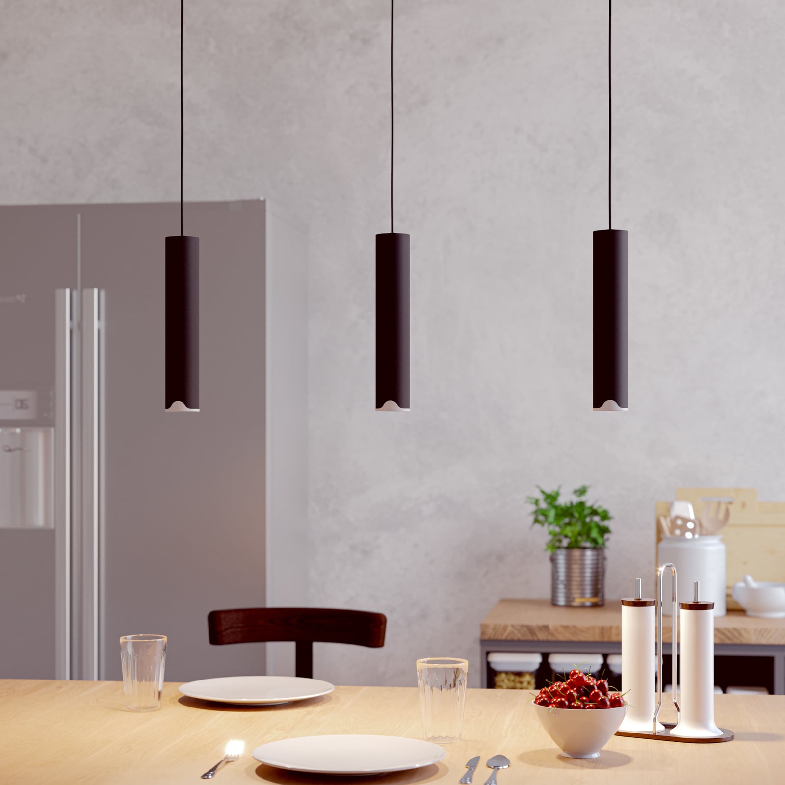 LED pendellampe Balamorta-Z 3-lys svart forfra