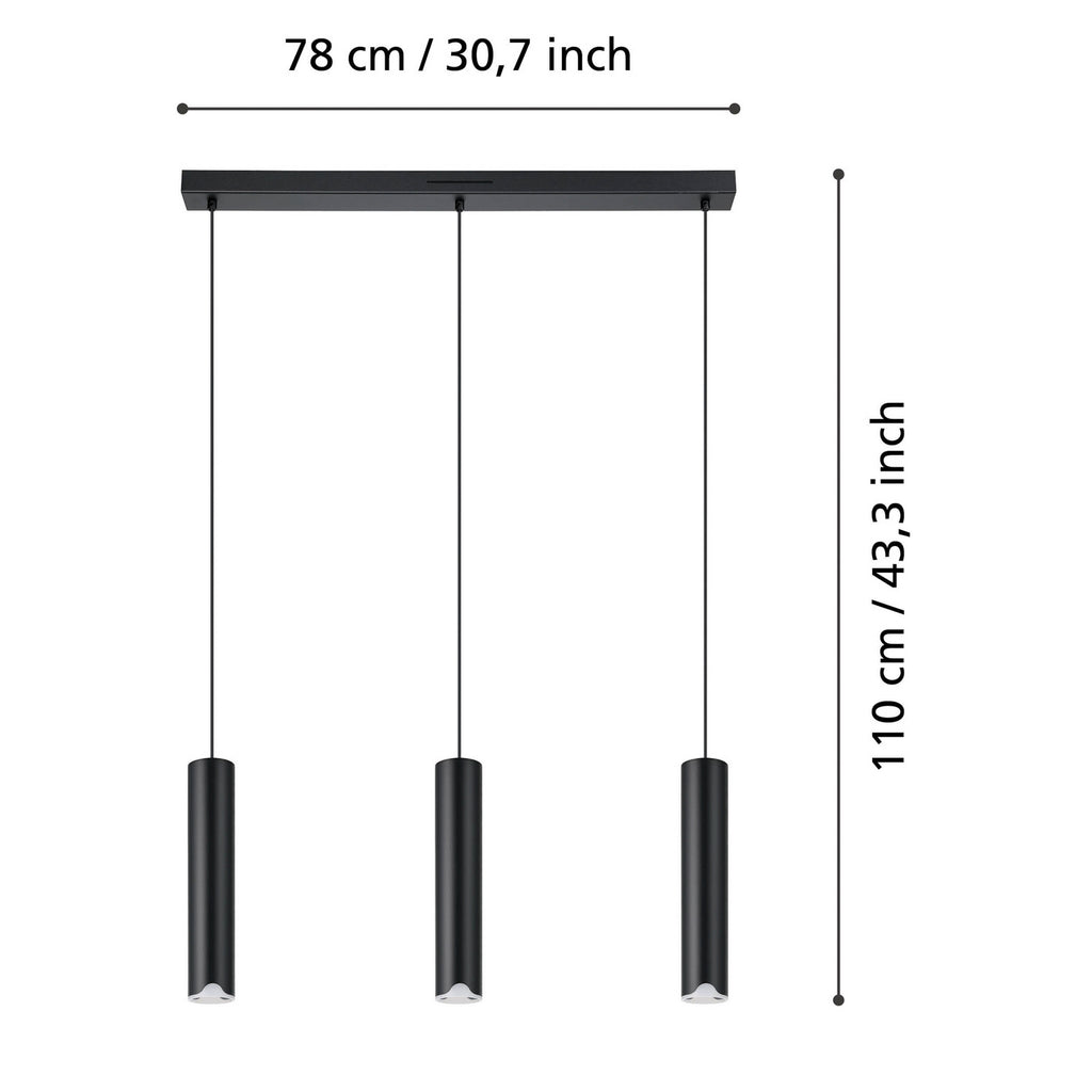 Detalj av LED pendellampe Balamorta-Z 3-lys svart