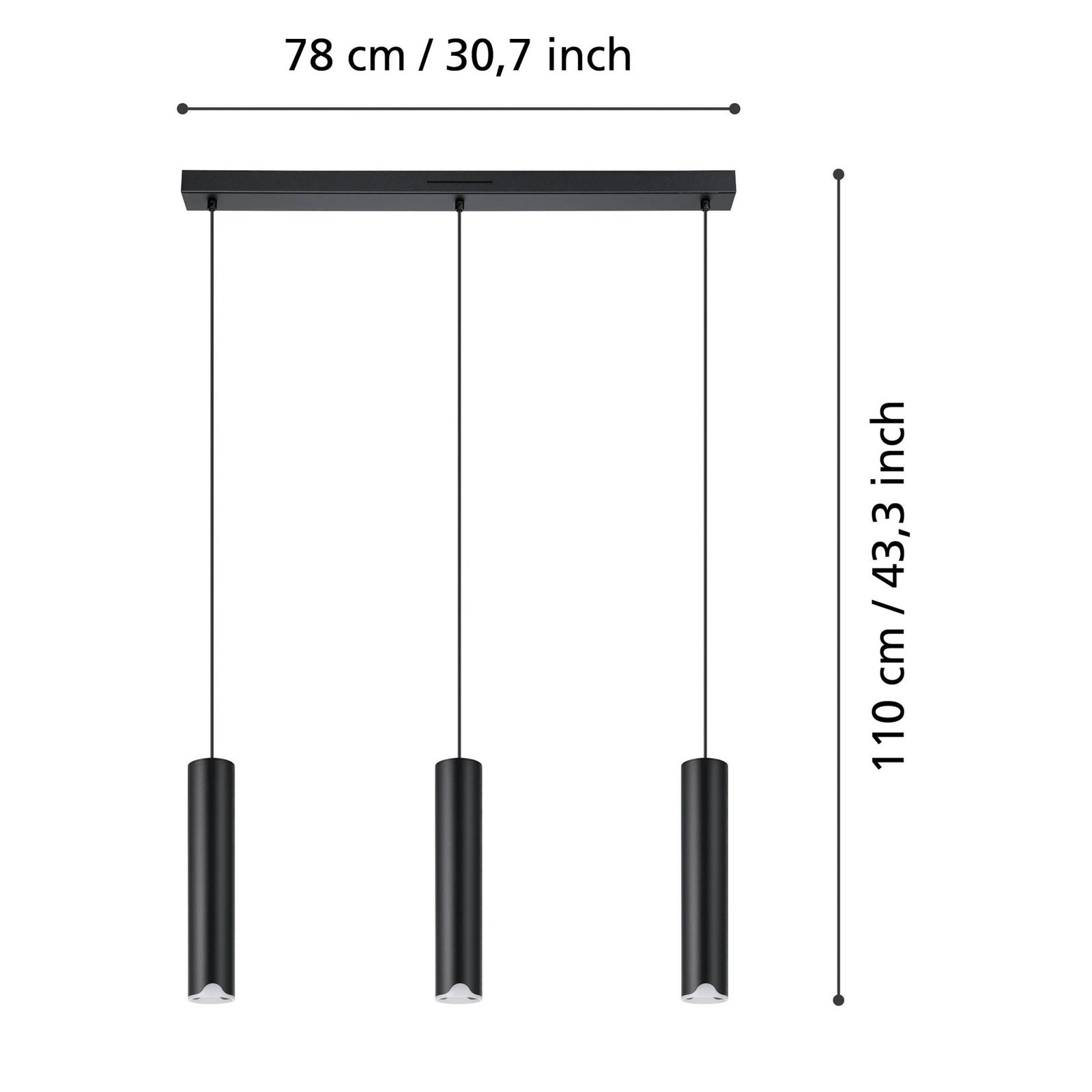 Detalj av LED pendellampe Balamorta-Z 3-lys svart