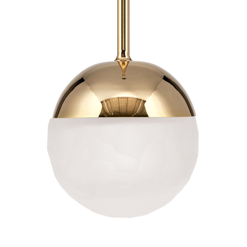 LED pendellampe Ball krystallglass kule Ø10 cm dimbar gull forfra