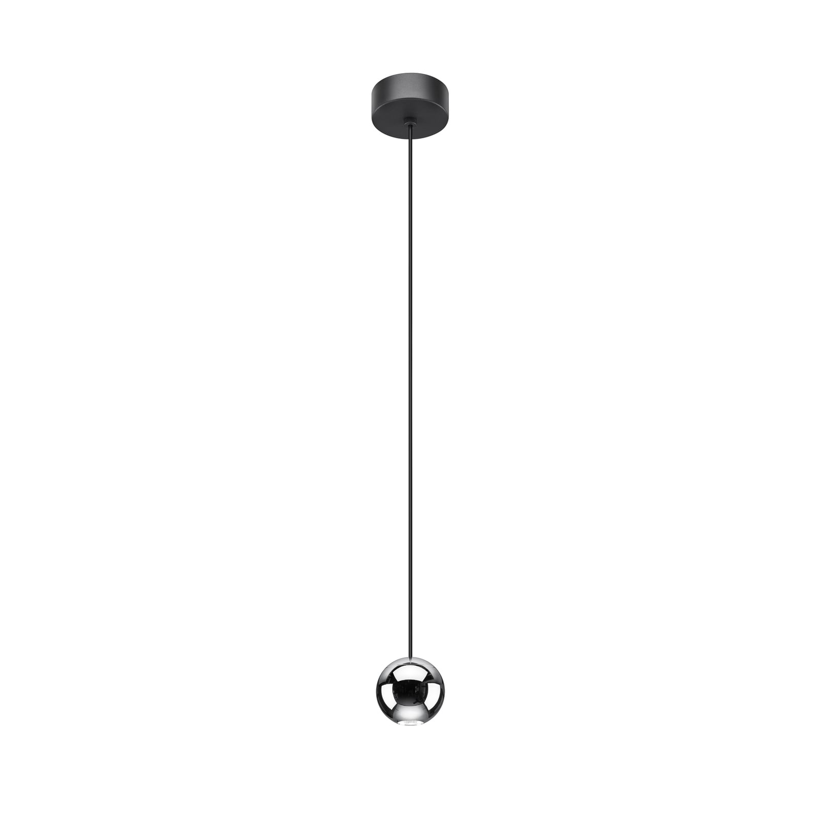 LED pendellampe Ball svart/krom forfra
