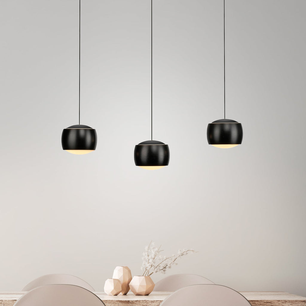 LED pendellampe Ballini 3-lys svart dimbar 60 cm forfra