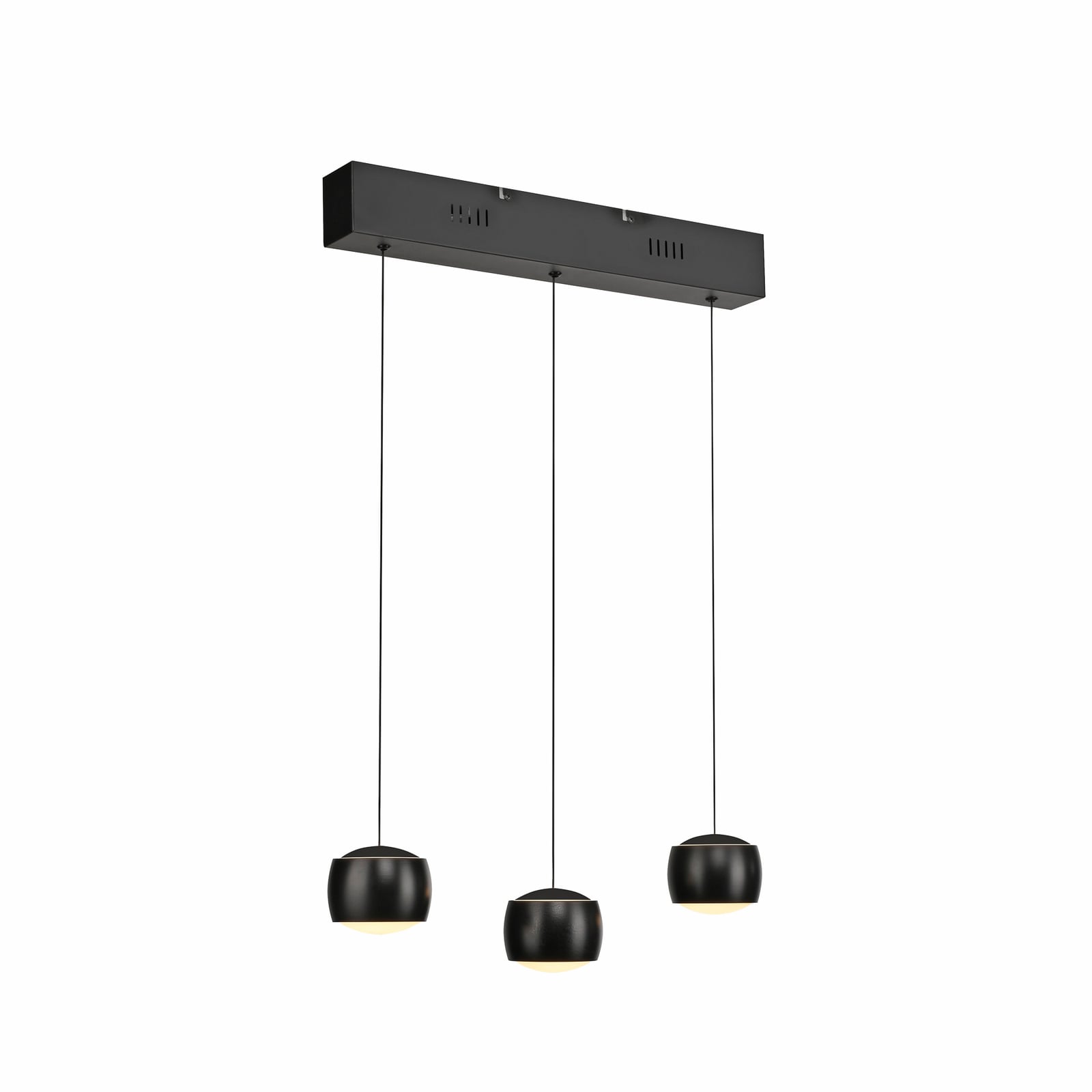 Detalj av LED pendellampe Ballini 3-lys svart dimbar 60 cm