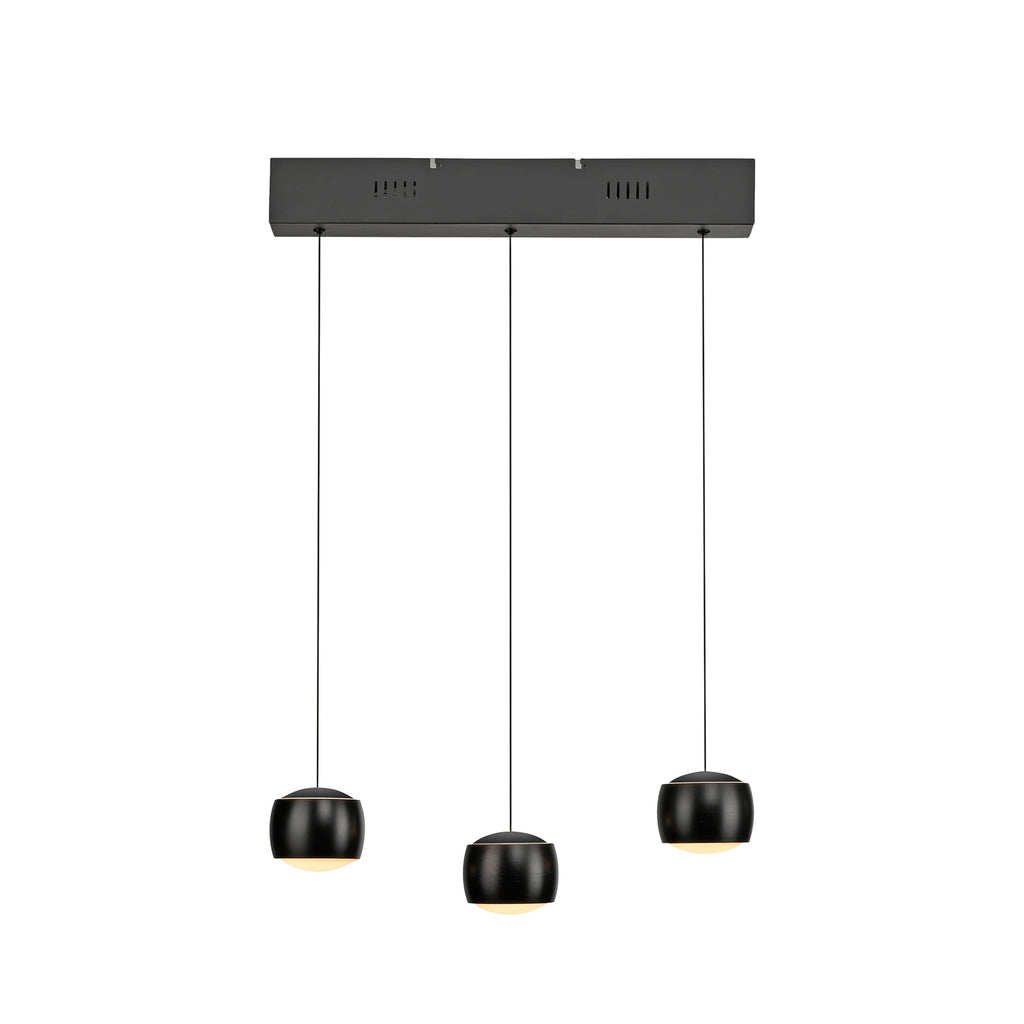 LED pendellampe Ballini 3-lys svart dimbar 60 cm montert i stue