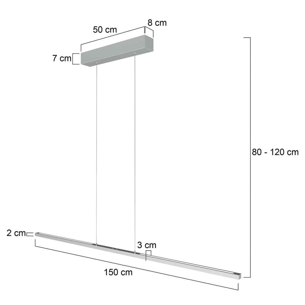 LED pendellampe Bande opp og ned dimbar stål 150 cm CCT bakside