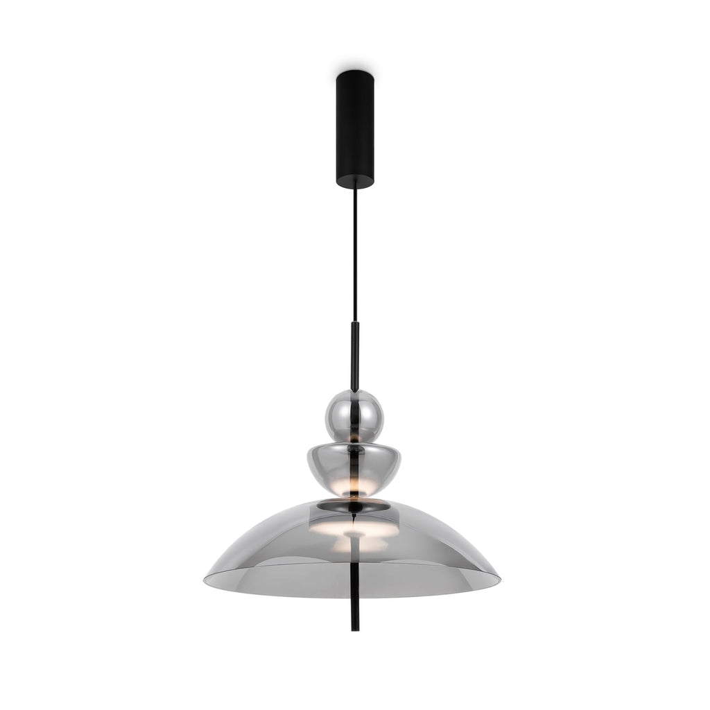 LED pendellampe Bangkok røykfarget glass Ø40 cm forfra