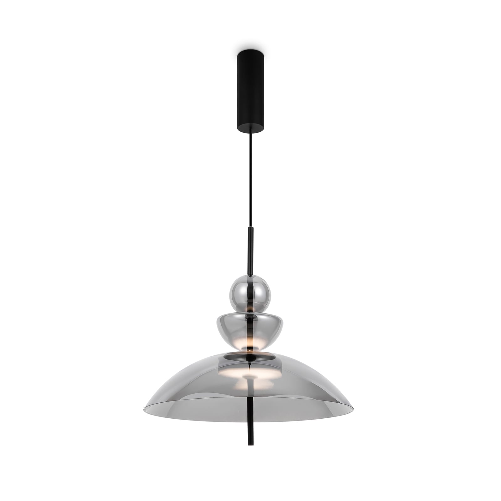 LED pendellampe Bangkok røykfarget glass Ø40 cm forfra