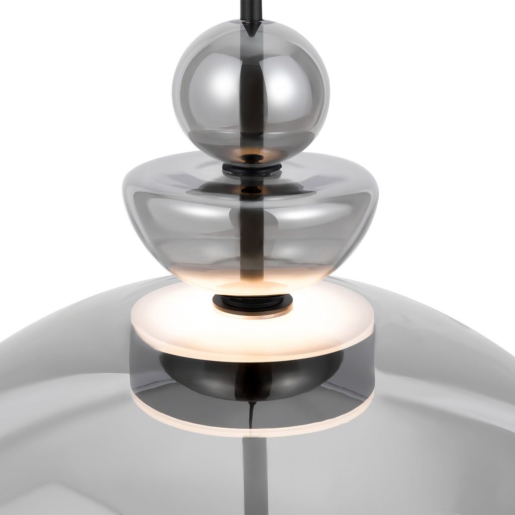 LED pendellampe Bangkok røykfarget glass Ø40 cm montert