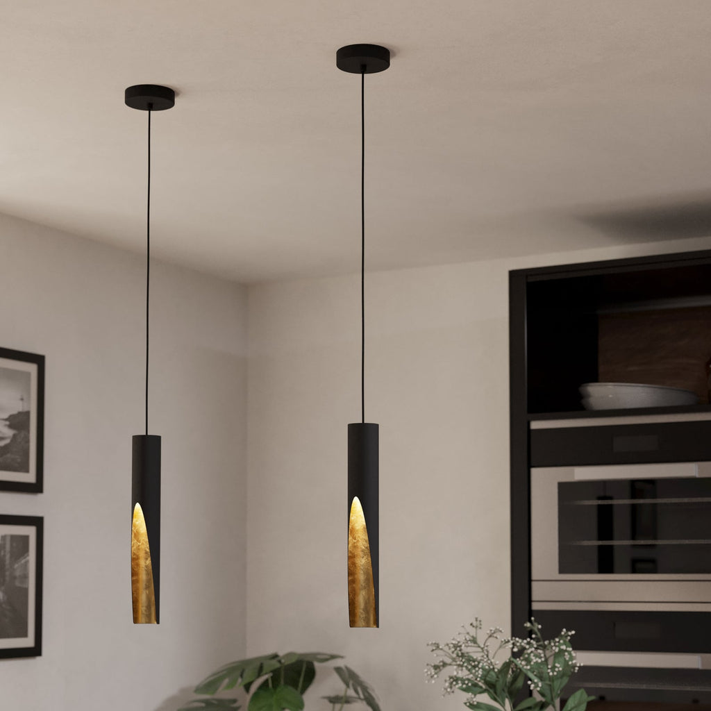 LED pendellampe Barbotto svart/gull GU10 bakside