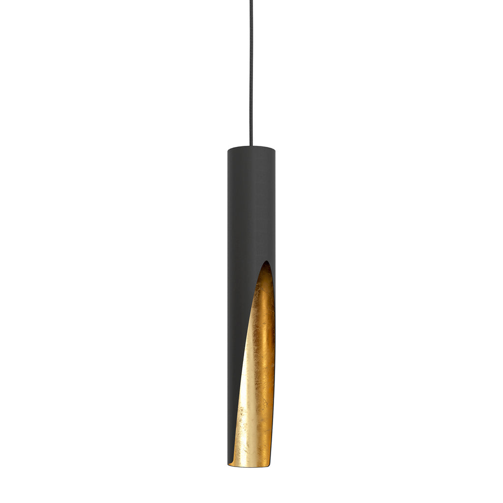 LED pendellampe Barbotto svart/gull GU10 opphengsdetalj