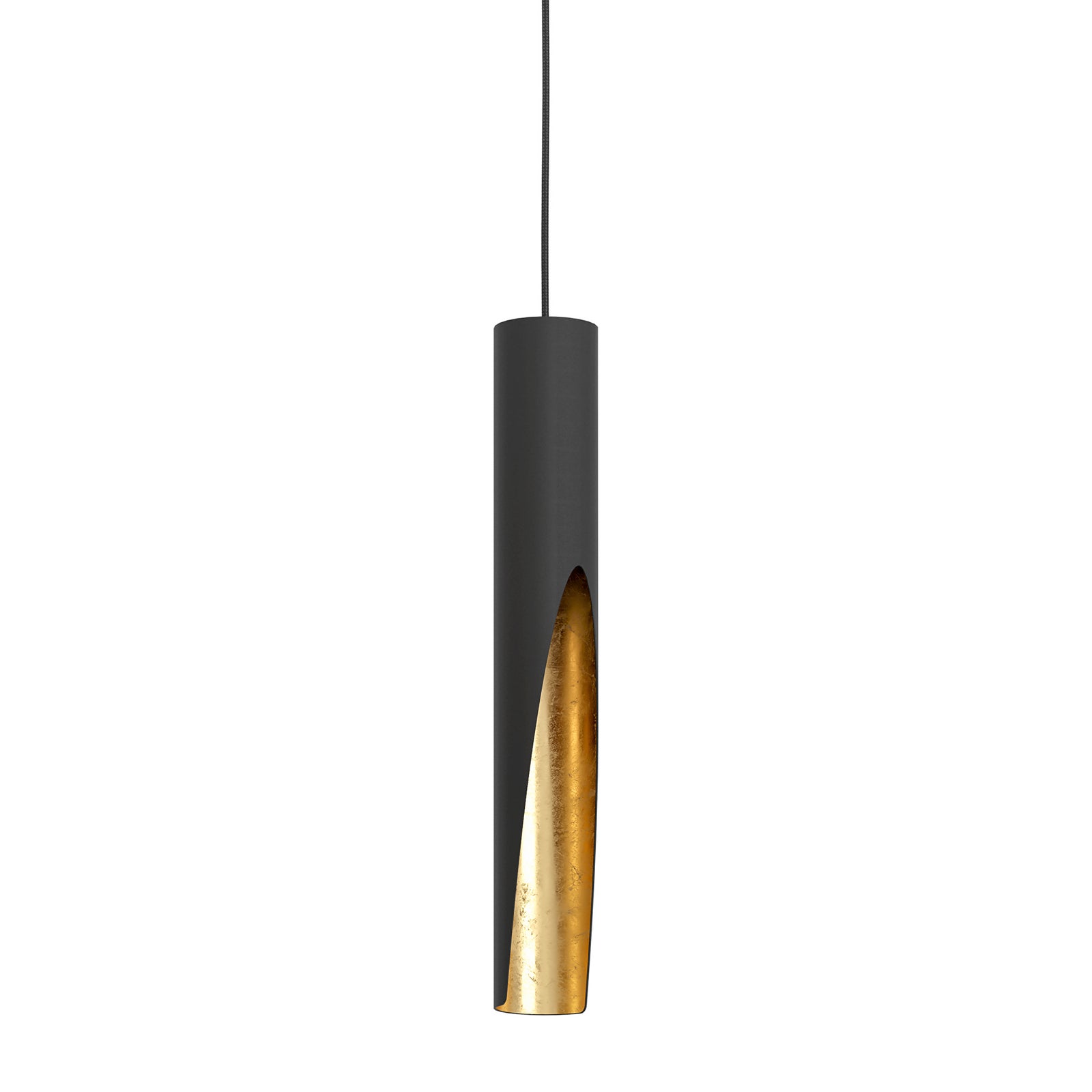 LED pendellampe Barbotto svart/gull GU10 opphengsdetalj