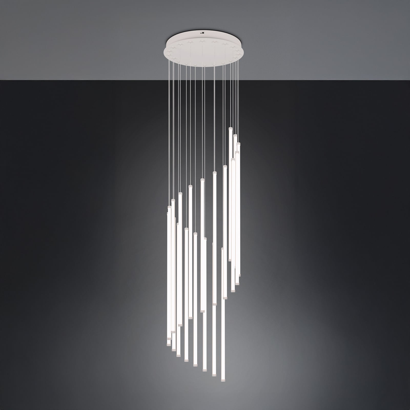 LED pendellampe Baxter lysgrå metall nærbilde av lampe