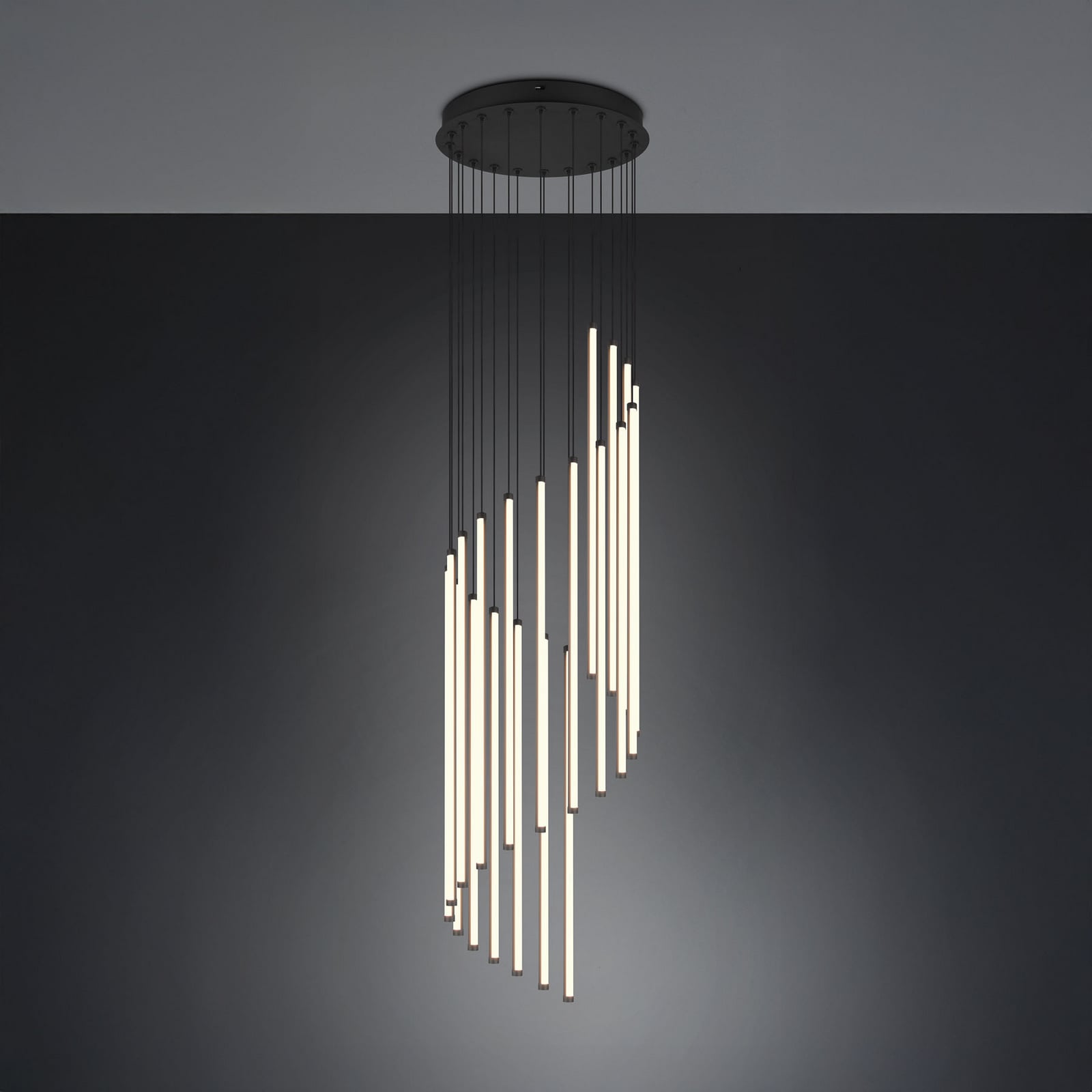 LED pendellampe Baxter svart Ø37 cm CCT dimbar montert i rom