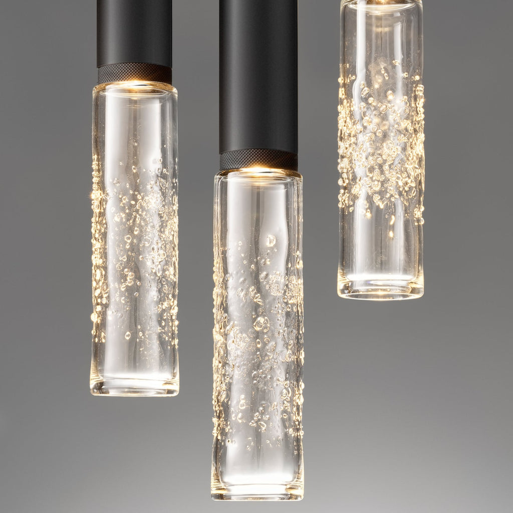 LED pendellampe Beam Stick Glass aluminium svart detalj av glass