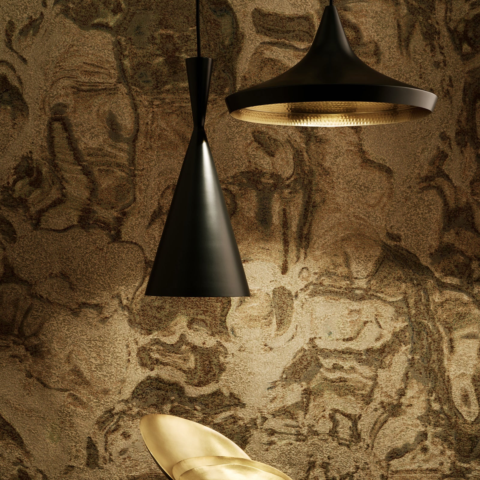 LED pendellampe Beat Tall dimbar messing svart detalj