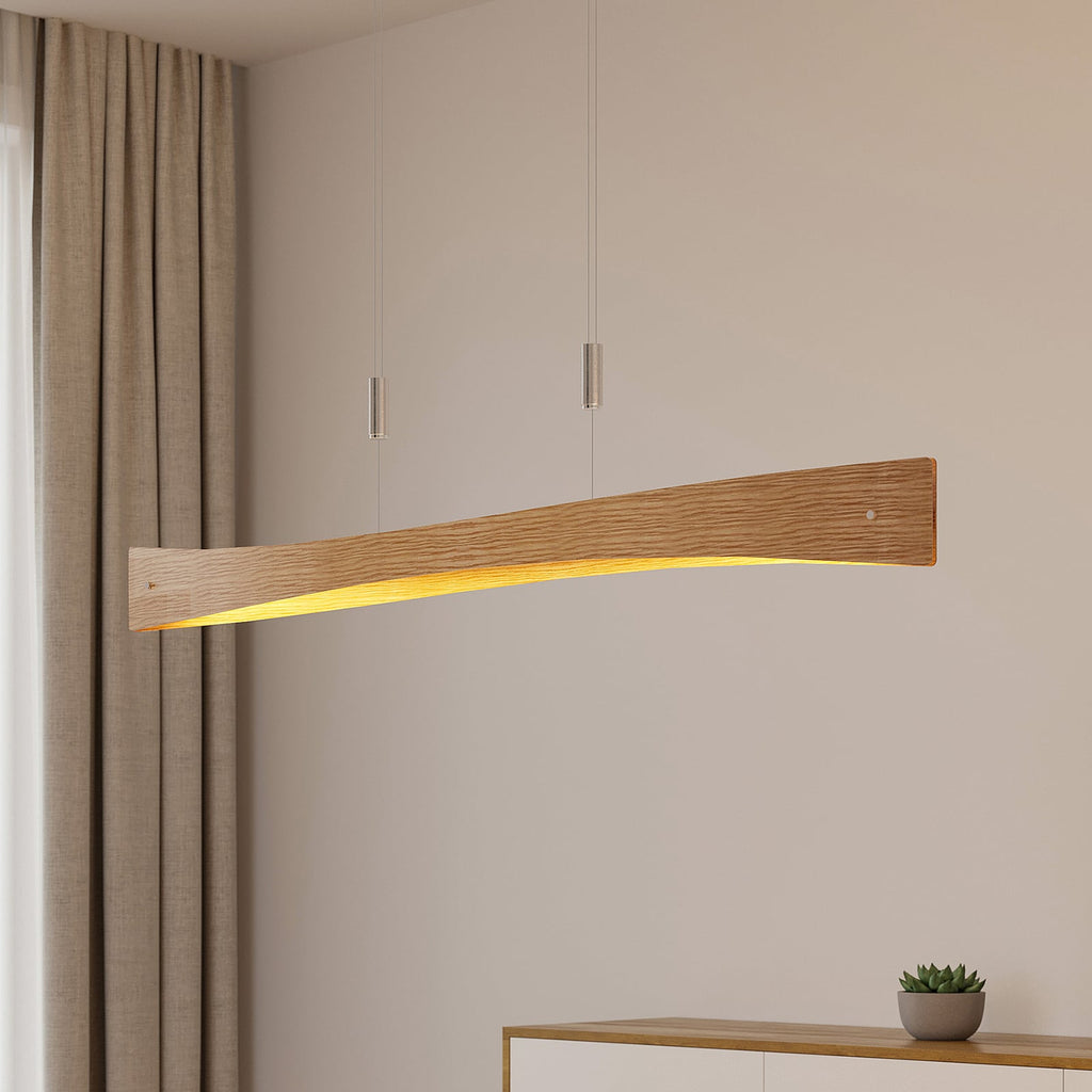 LED pendellampe Beazina eik og metall dimbar forfra