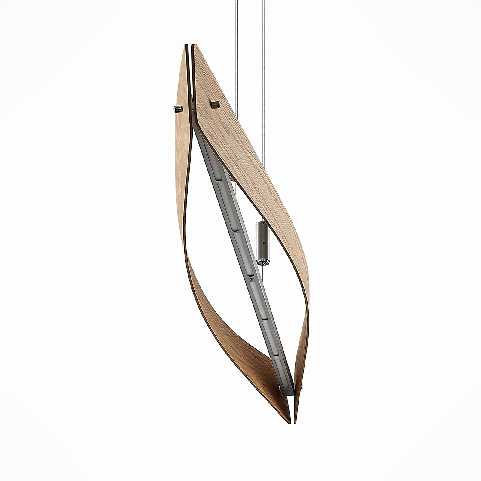 LED pendellampe Beazina eik og metall dimbar sideprofil