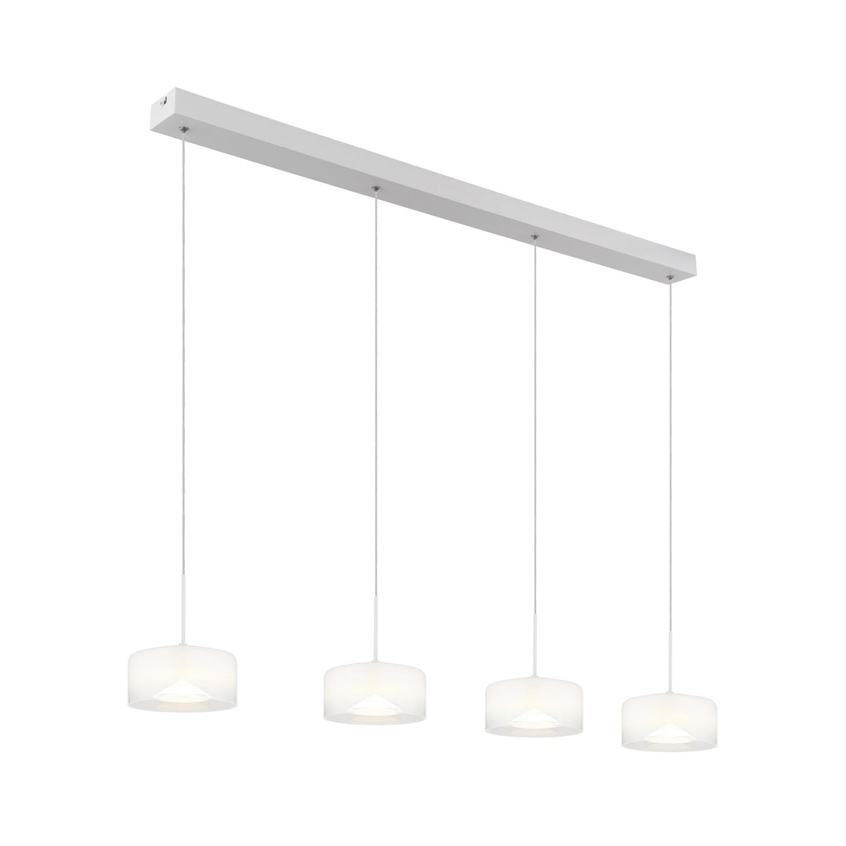 LED pendellampe Belinda 4-lys glass hvit 105 cm 32W bakside
