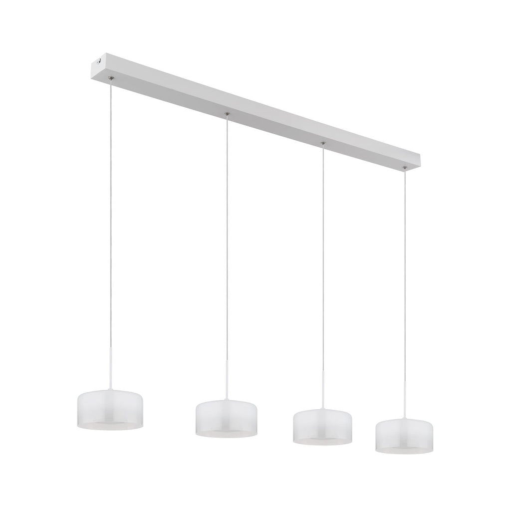 Detalj av LED pendellampe Belinda 4-lys glass hvit 105 cm 32W