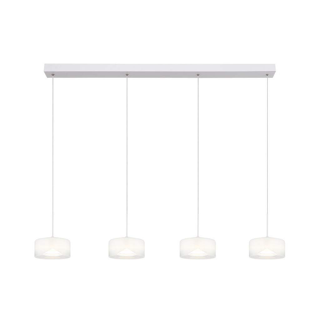 LED pendellampe Belinda 4-lys glass hvit 105 cm 32W montert i rom