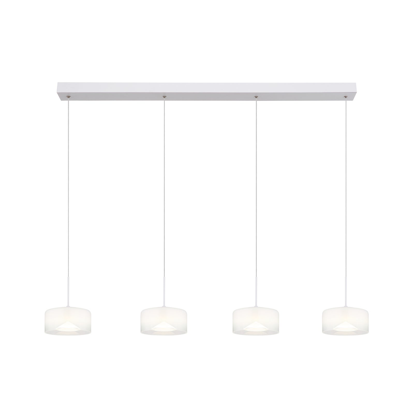 LED pendellampe Belinda 4-lys glass hvit 105 cm 32W montert i rom