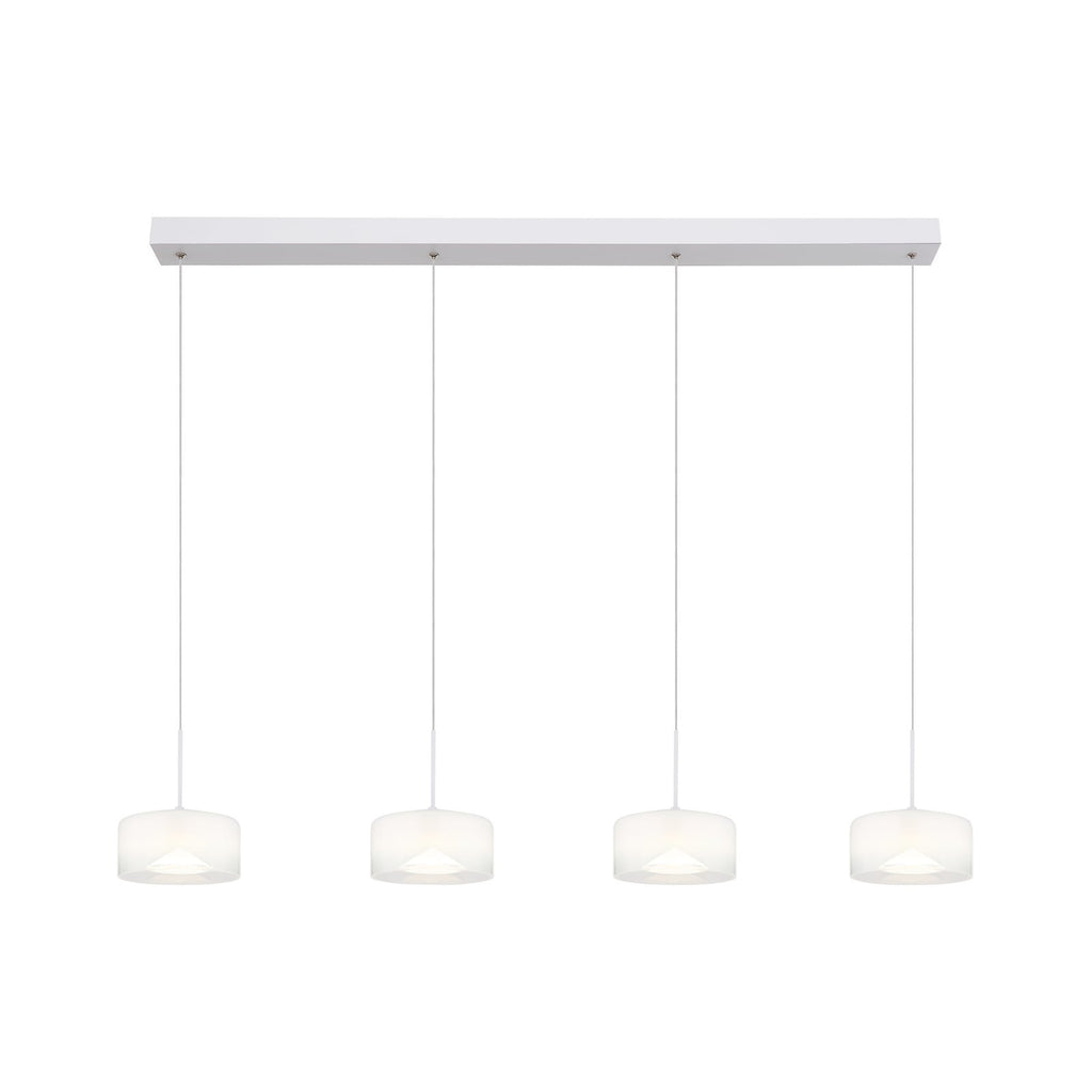 LED pendellampe Belinda 4-lys glass hvit 105 cm 32W montert i rom