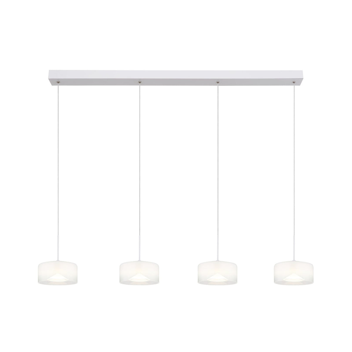 LED pendellampe Belinda 4-lys glass hvit 105 cm 32W montert i rom