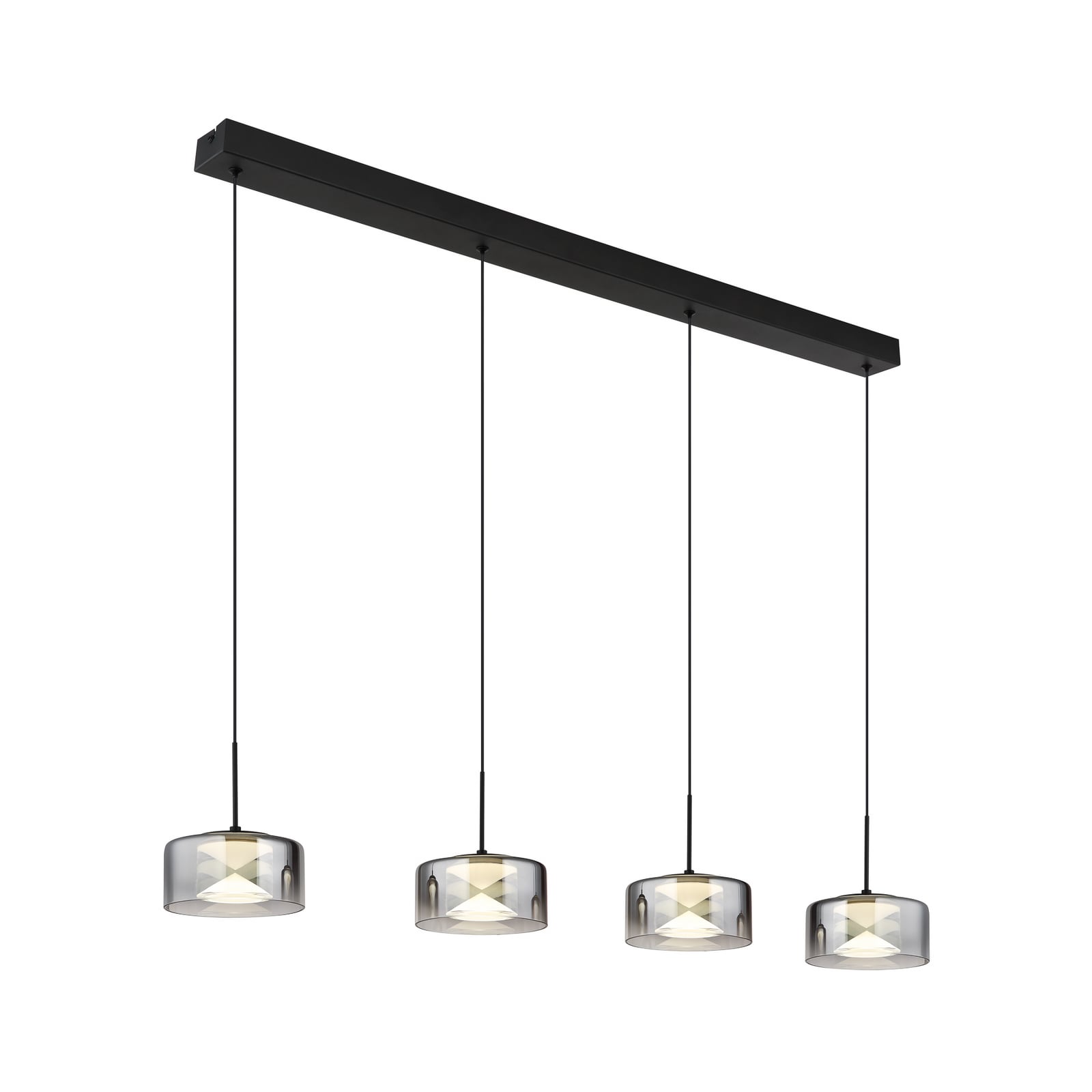 LED pendellampe Belinda 4-lys røykgrå glass 105 cm bakside