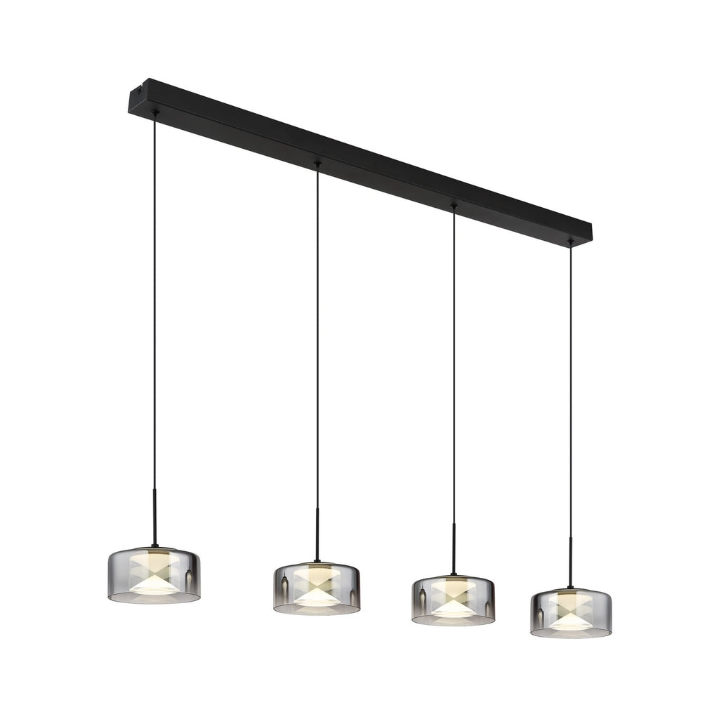 LED pendellampe Belinda 4-lys røykgrå glass 105 cm bakside