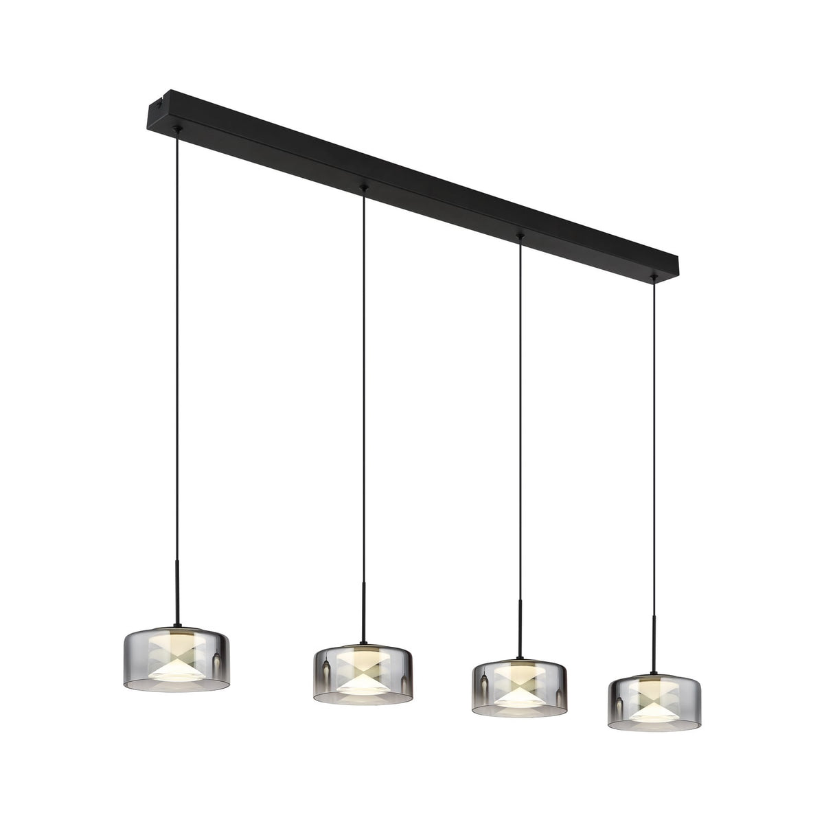 LED pendellampe Belinda 4-lys røykgrå glass 105 cm bakside