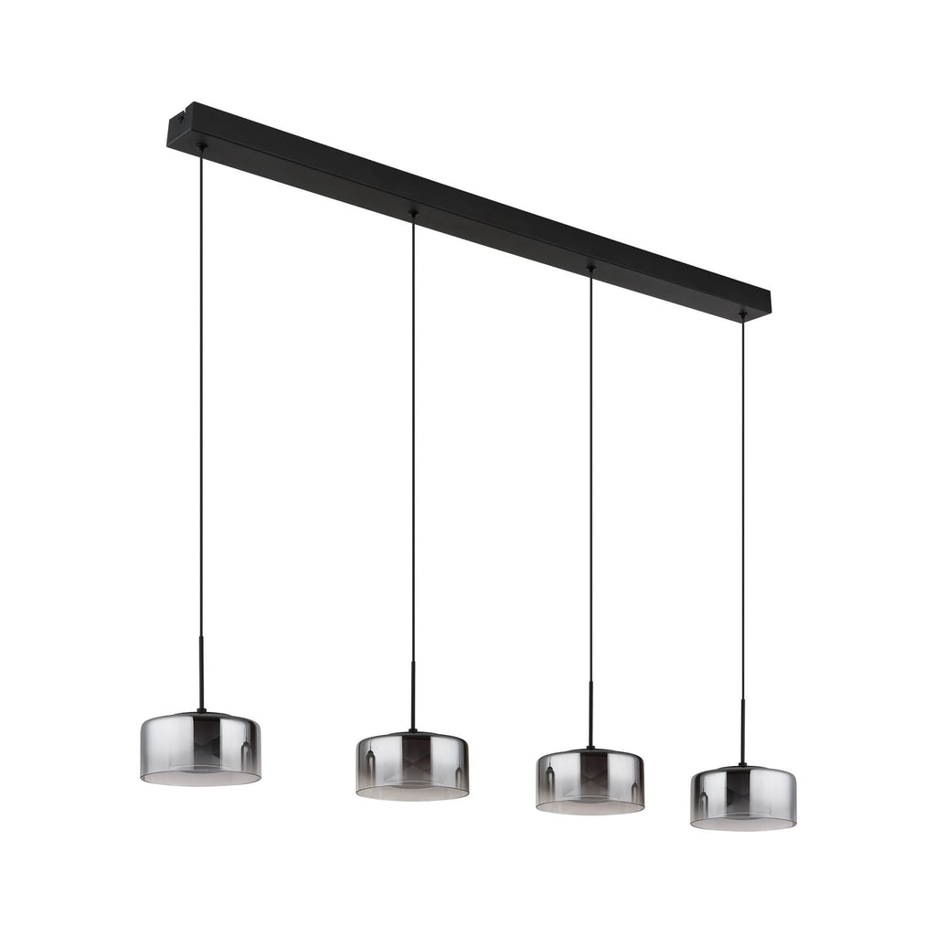 Detalj av LED pendellampe Belinda 4-lys røykgrå glass 105 cm