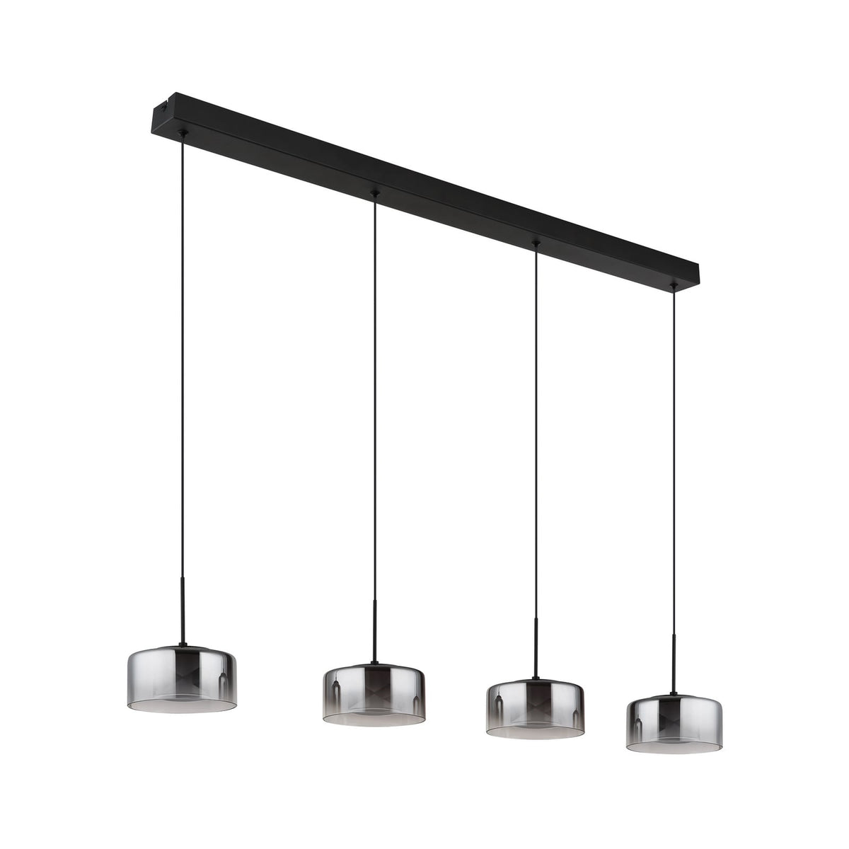 Detalj av LED pendellampe Belinda 4-lys røykgrå glass 105 cm